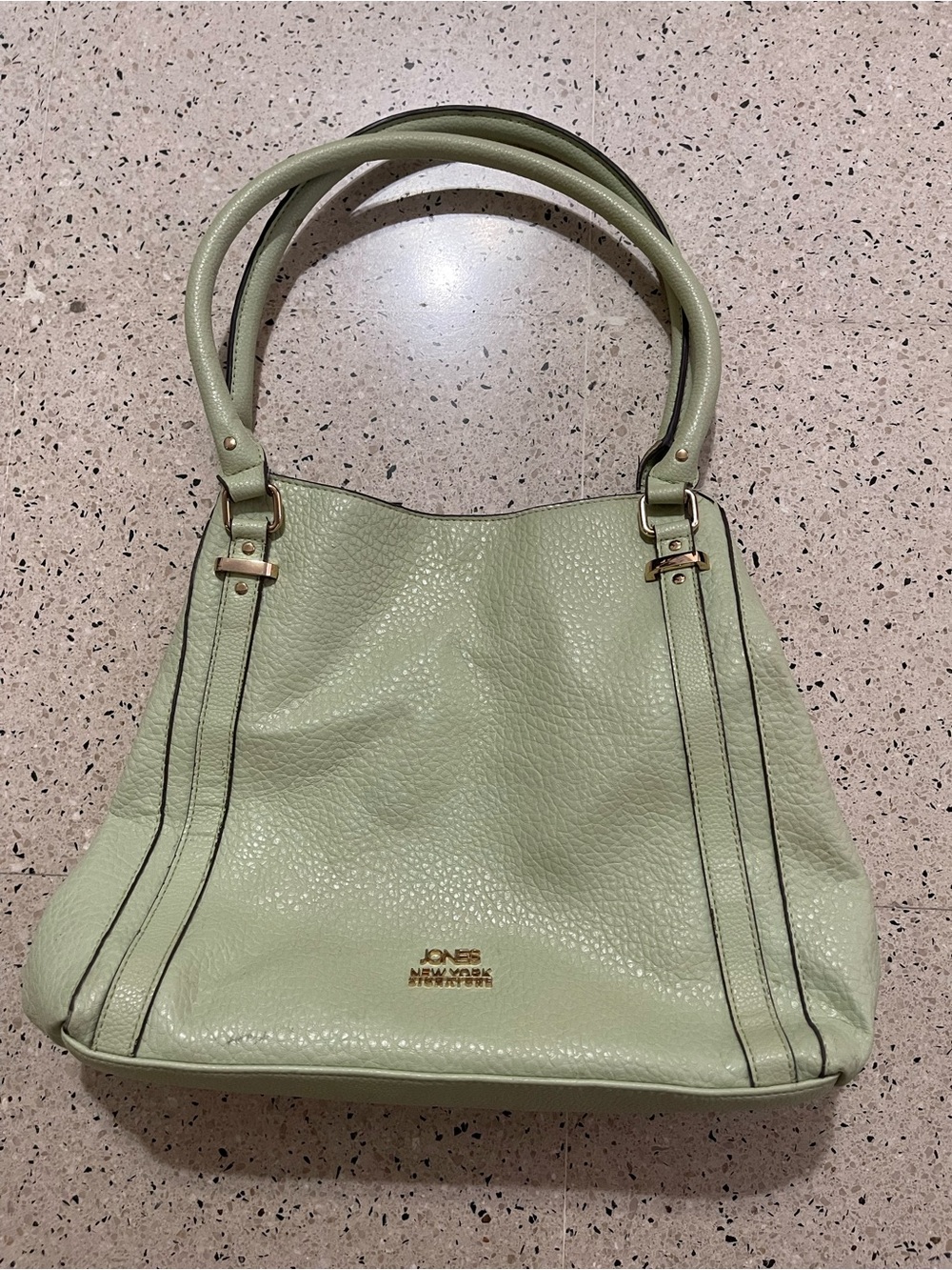 Jones New York Light Green Pebbled Shoulder Bag